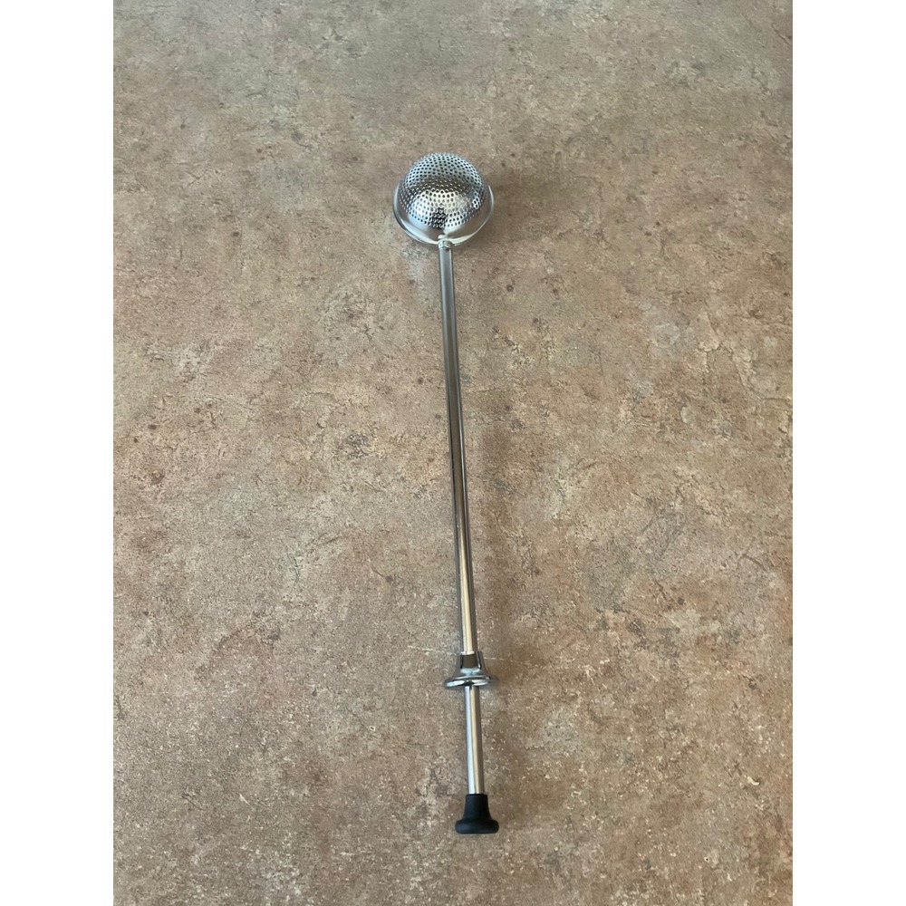 Stainless Steel Long Handle Tea Infuser Push Action Mesh Ball Strainer Silver